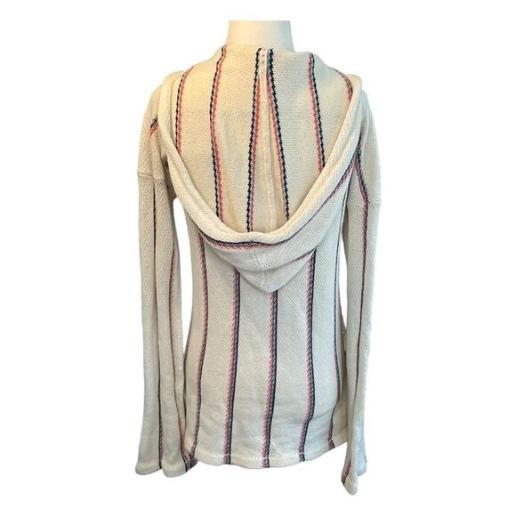 Ron Jon Baja Beach Hoodie Sweater Cream Striped Soft Knit Pullover M - Picture 3 of 8